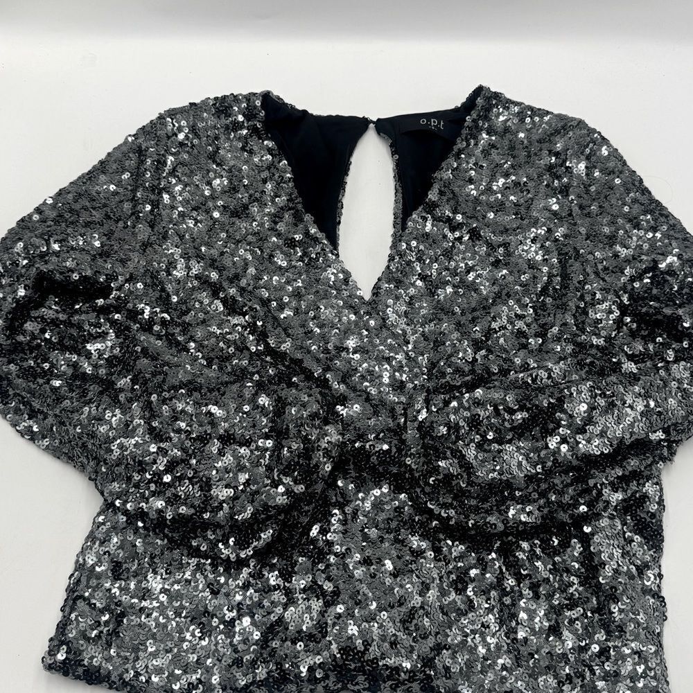 NWT O.P.T. Silver Gunmetal Sequins Bodycon Rumi Mini Dress Size US Smalll - Picture 9 of 16